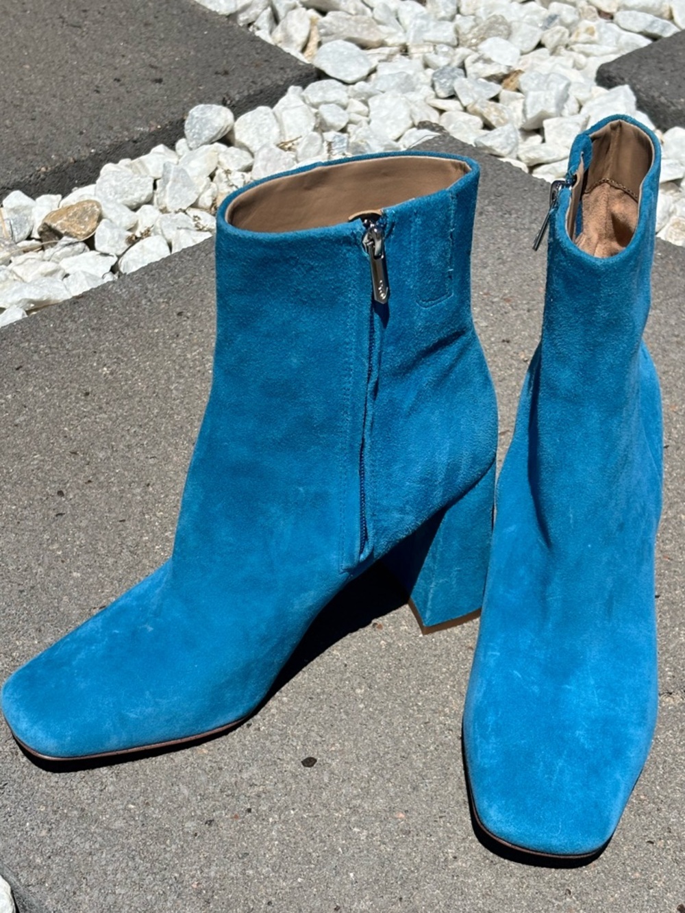 Sam Edelman Teal Blue Suede Ankle Booties